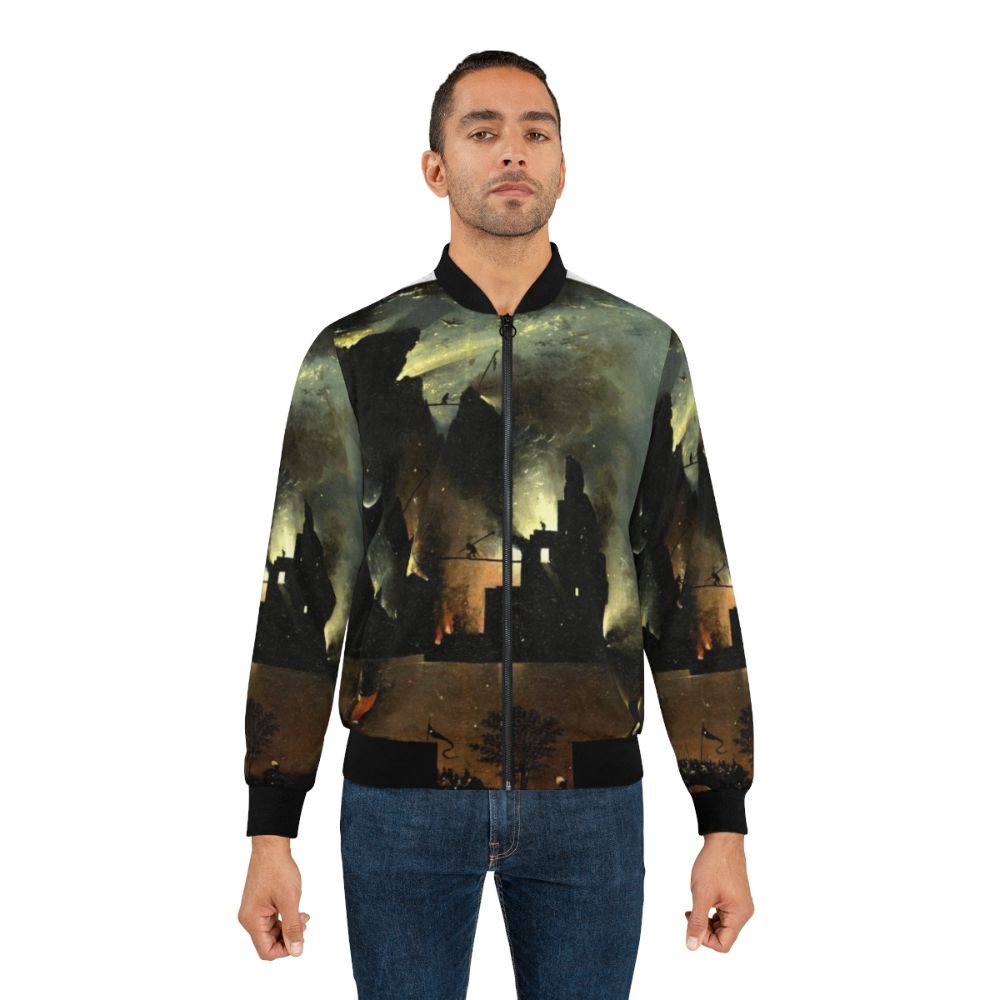 Hieronymus Bosch inspired bomber jacket featuring hell-themed imagery - Lifestyle