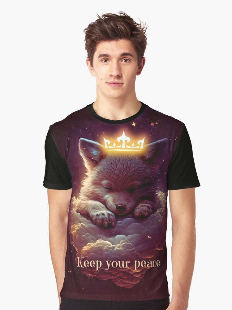 A stunning graphic t-shirt featuring a majestic wolf artwork design - Men