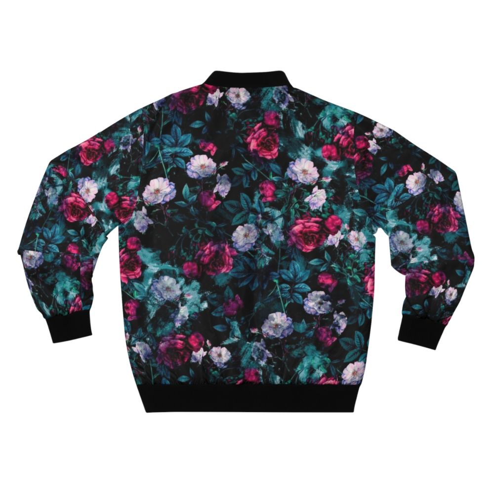 Floral abstract pattern bomber jacket with rose design - Back