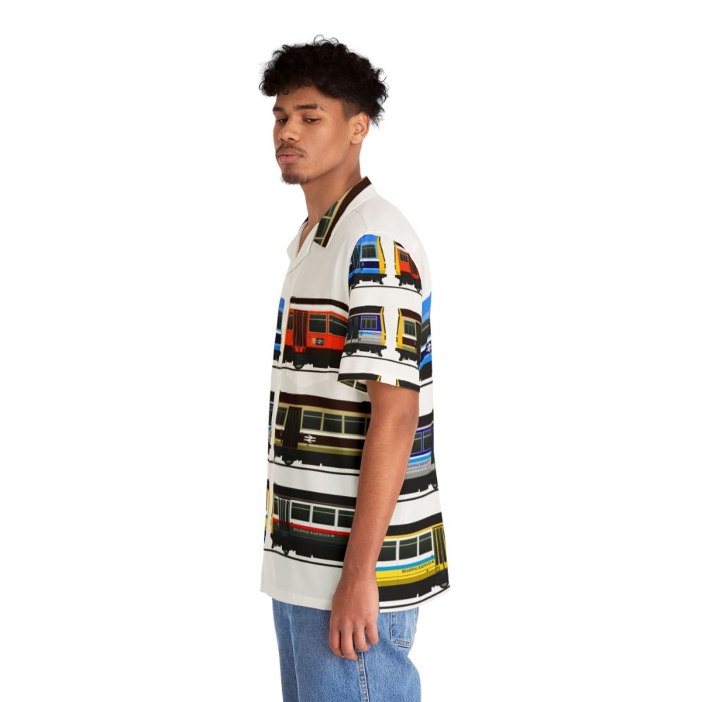 BR Pacer Trains Hawaiian Shirt featuring a diesel locomotive design - People Left