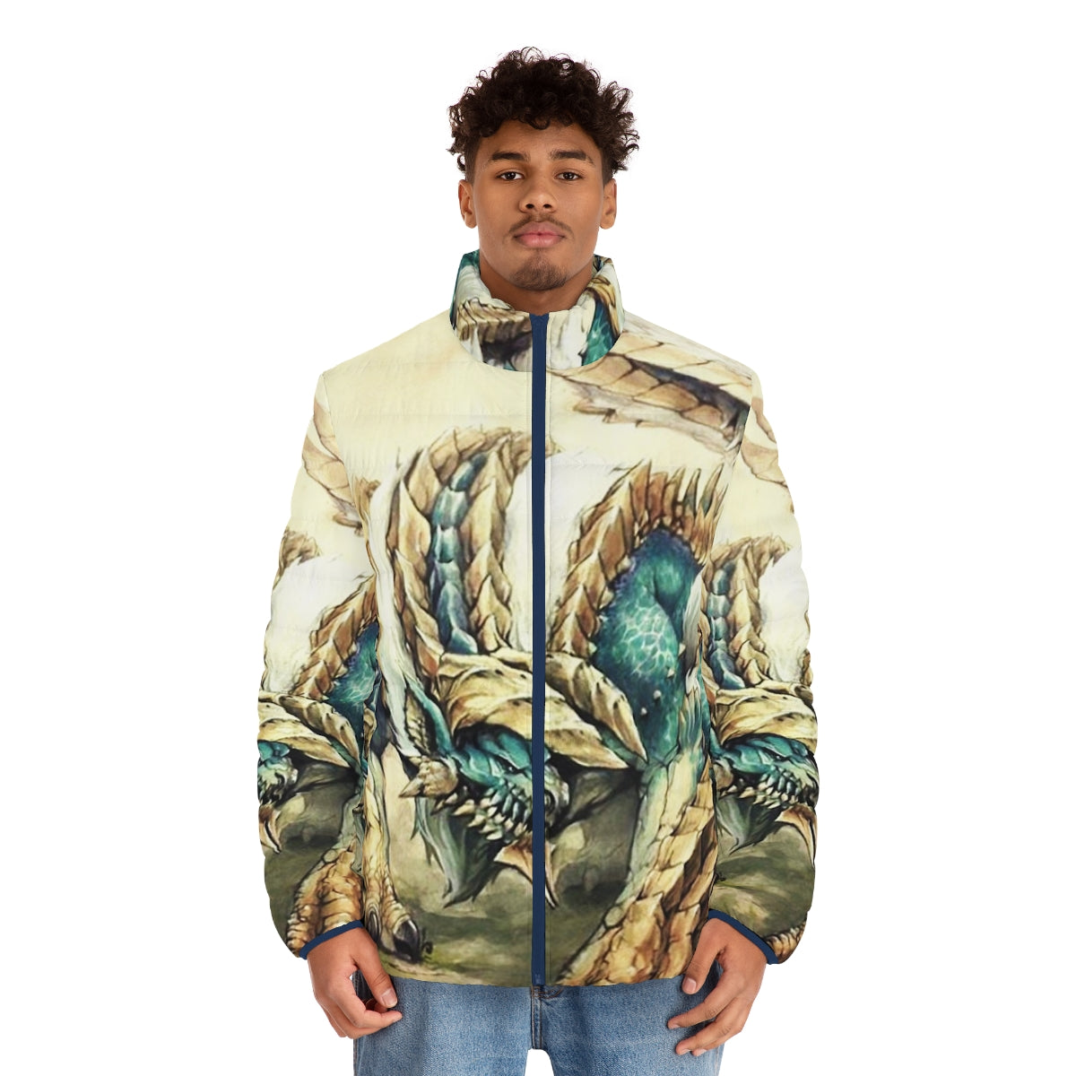 Monster Hunter Zinogre Roaring Thunder Puffer Jacket - men front