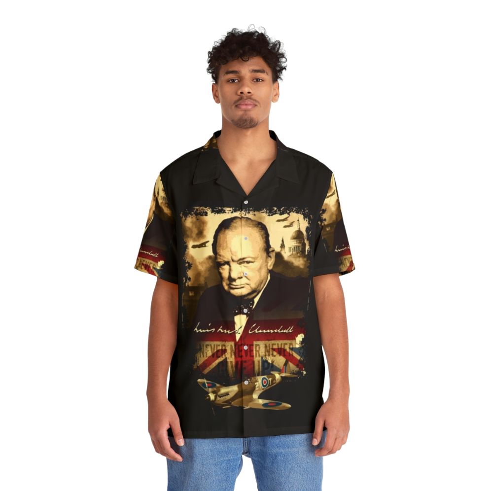 Winston Churchill Patriotic WWII British Hawaiian Shirt - People Front