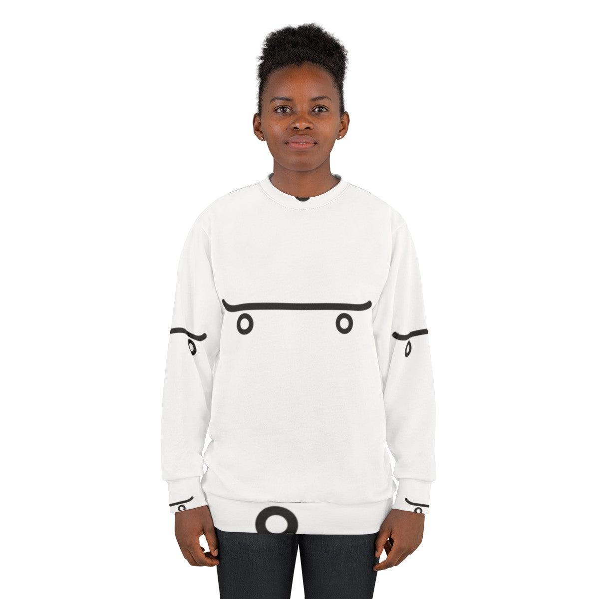 Skateboard Sweatshirt Featuring Skateboarding Graphic - women