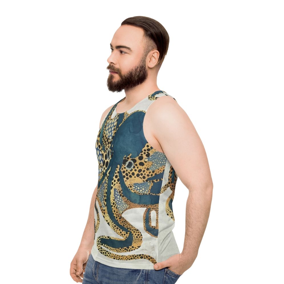 Unisex tank top with ethereal underwater octopus design - men side