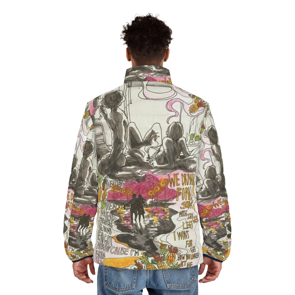 Pork Soda Puffer Jacket featuring the Glass Animals design - men back