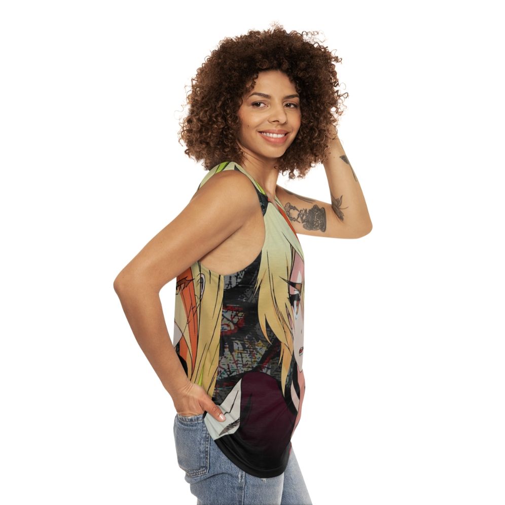 Nikaidou Saki Unisex Tank Top with Zombie Anime Graffiti Design - women side