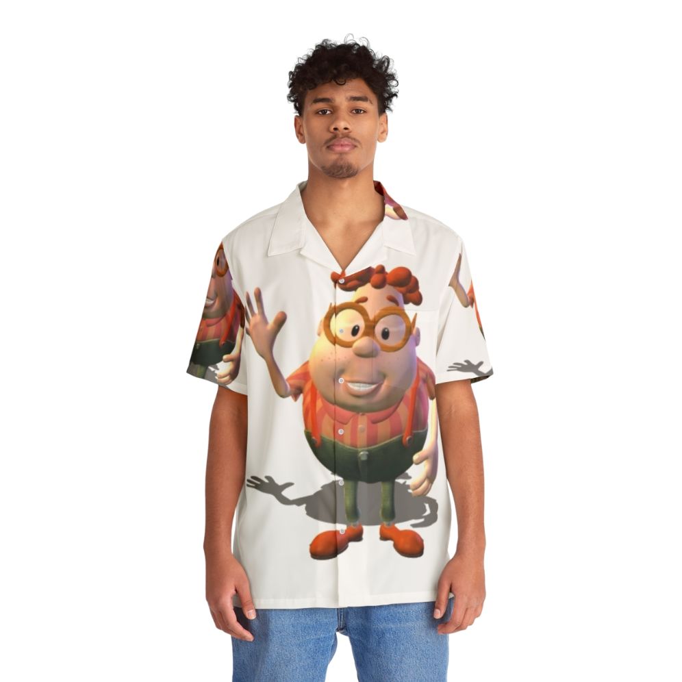 Carl Wheezer Hawaiian Shirt with Jimmy Neutron Character - People Front