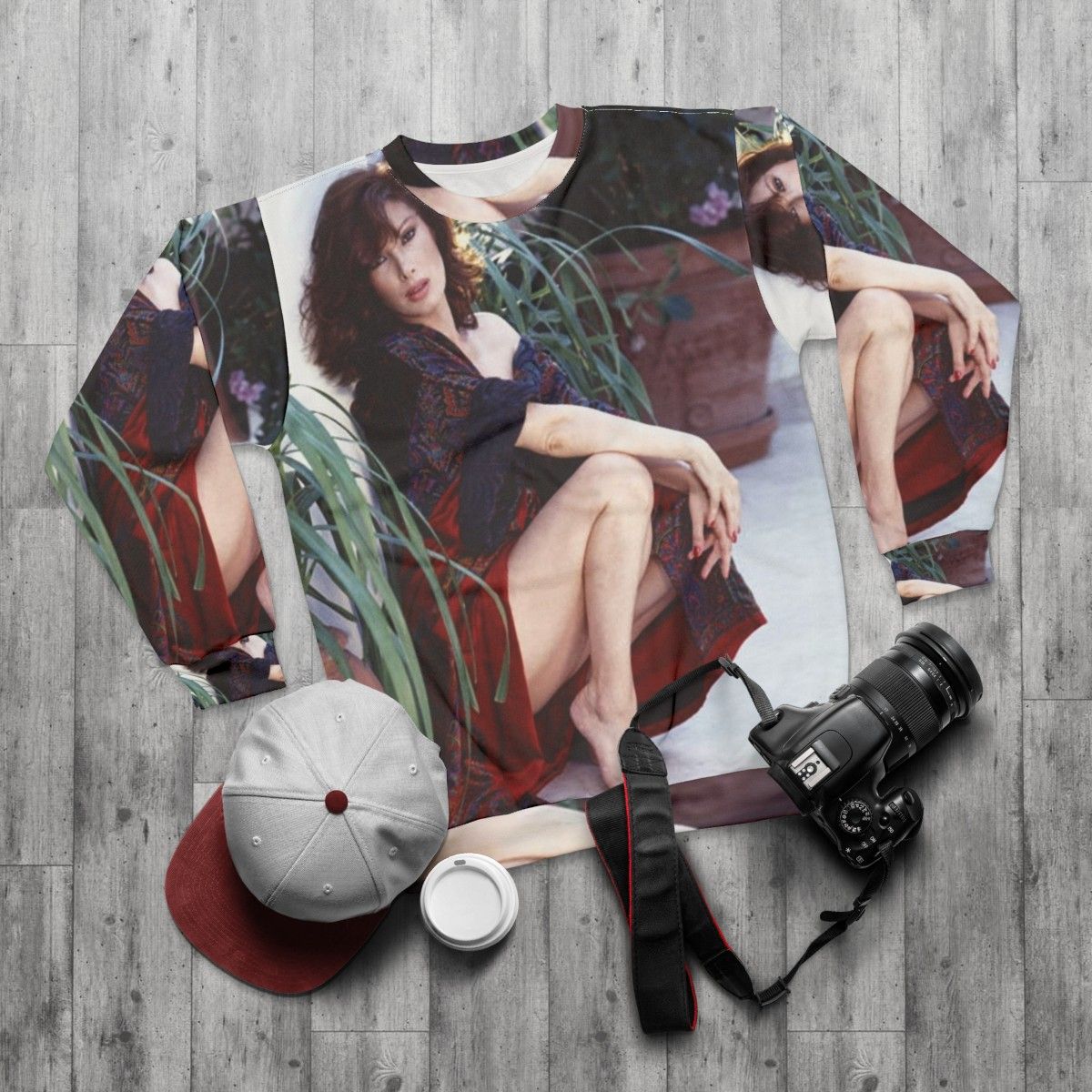 Edwige Fenech Sweatshirt - Vintage Celebrity Fashion - flat lay