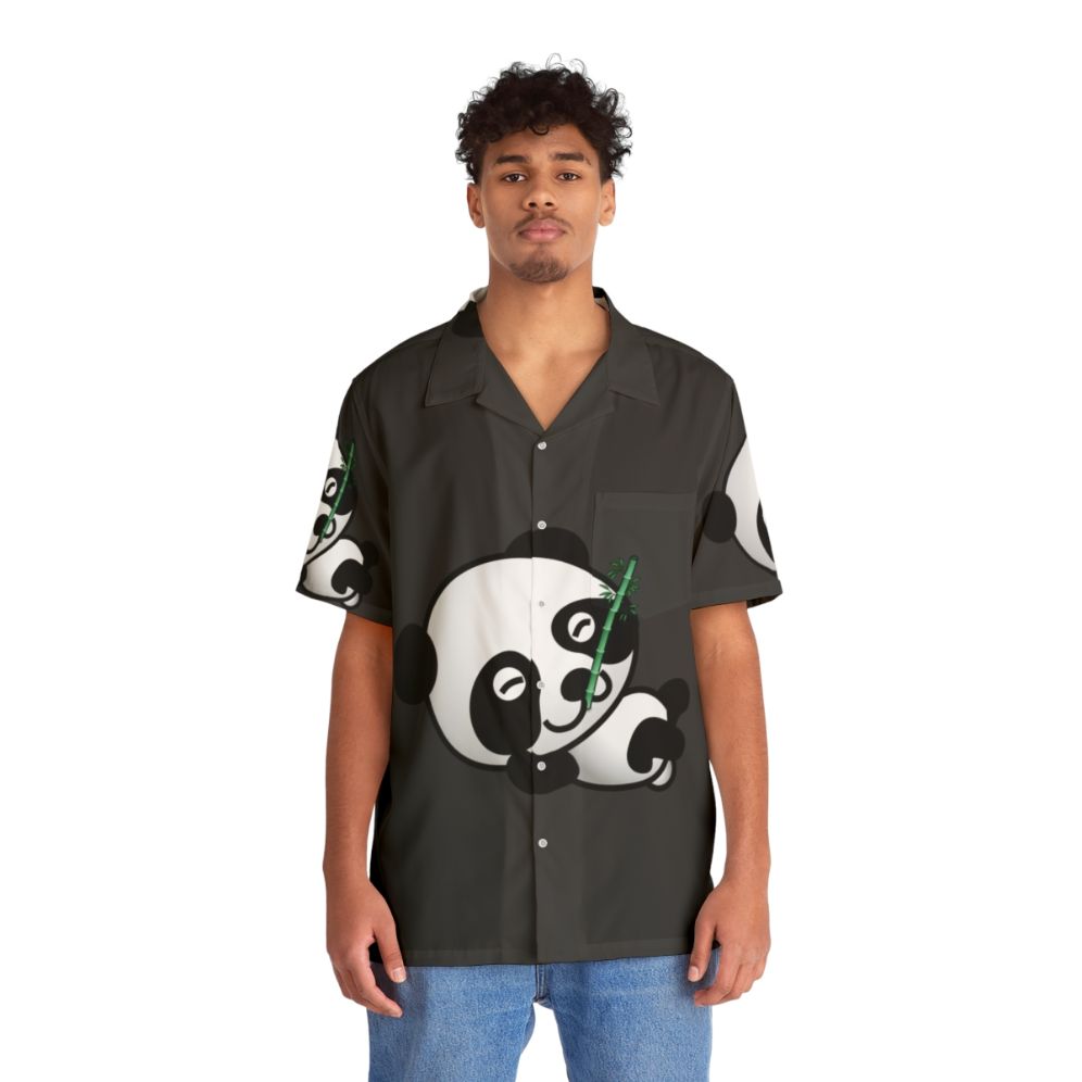 Panda Legendary Animals Hawaiian Shirt with Colorful Tropical Nature Print - People Front