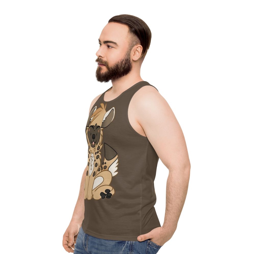 Chibi hyena design on a unisex tank top - men side