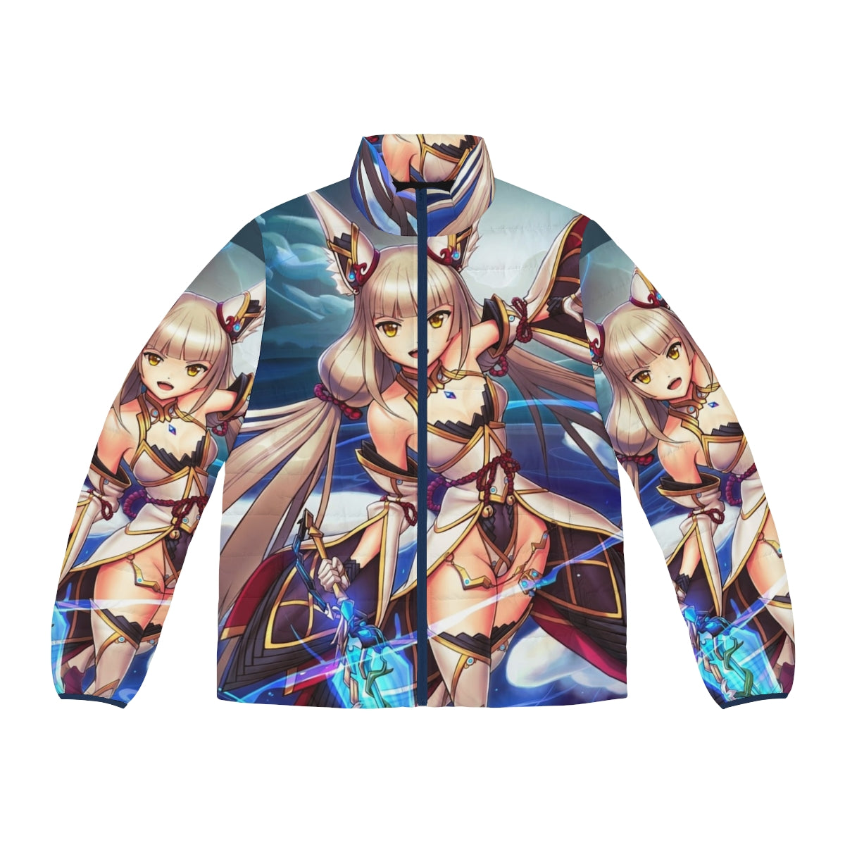 Nia Blade Puffer Jacket - Anime-inspired winter jacket featuring a catgirl design