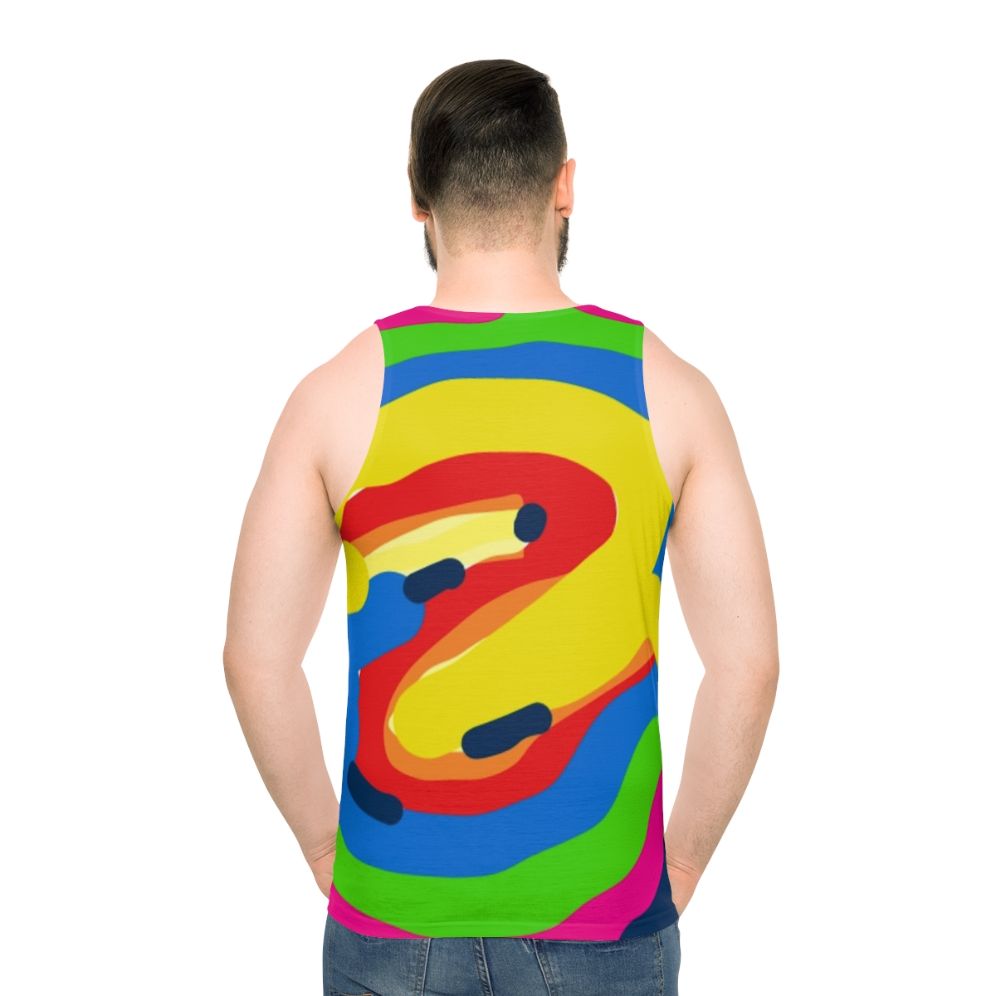 Unisex graphic tank top with various designs - men back