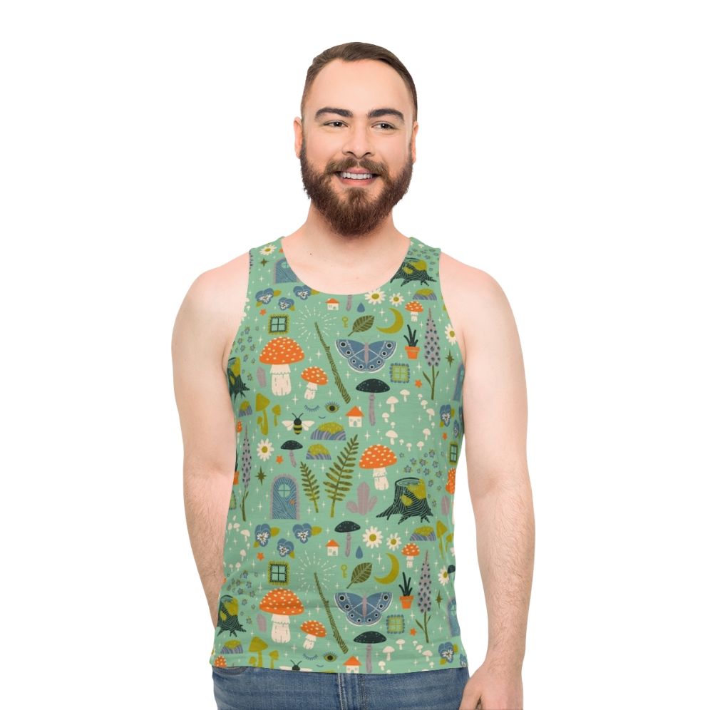 Fairy Garden Unisex Tank Top with Whimsical Floral Pattern - men