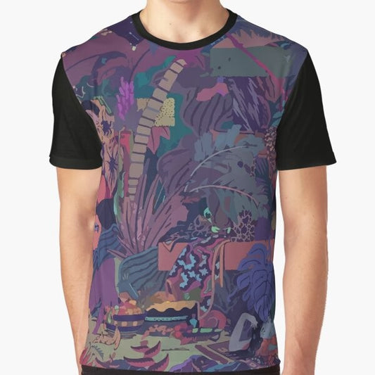 Glass Animals "ZABA" Graphic T-Shirt featuring a colorful, abstract, and moody album cover design.