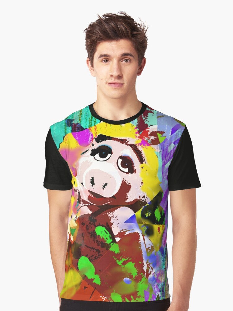 A vibrant graphic t-shirt featuring the iconic Miss Piggy from The Muppets, celebrating her as an LGBTQ+ icon. - Men