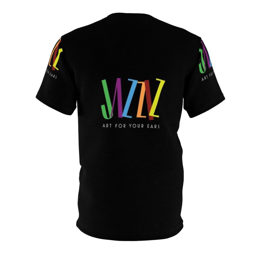 Jazziz-inspired all-over-print t-shirt featuring a jazz-themed graphic design - Back