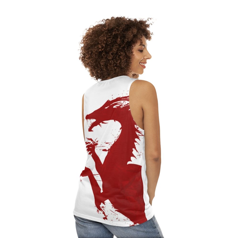 Unisex dragon-inspired tank top - women back