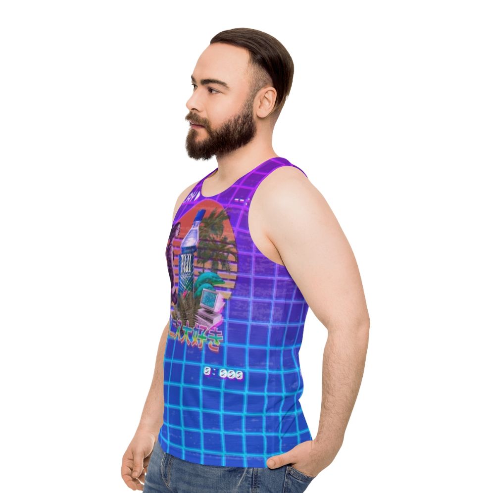 Vaporwave Fiji Bottle Unisex Tank Top - men side