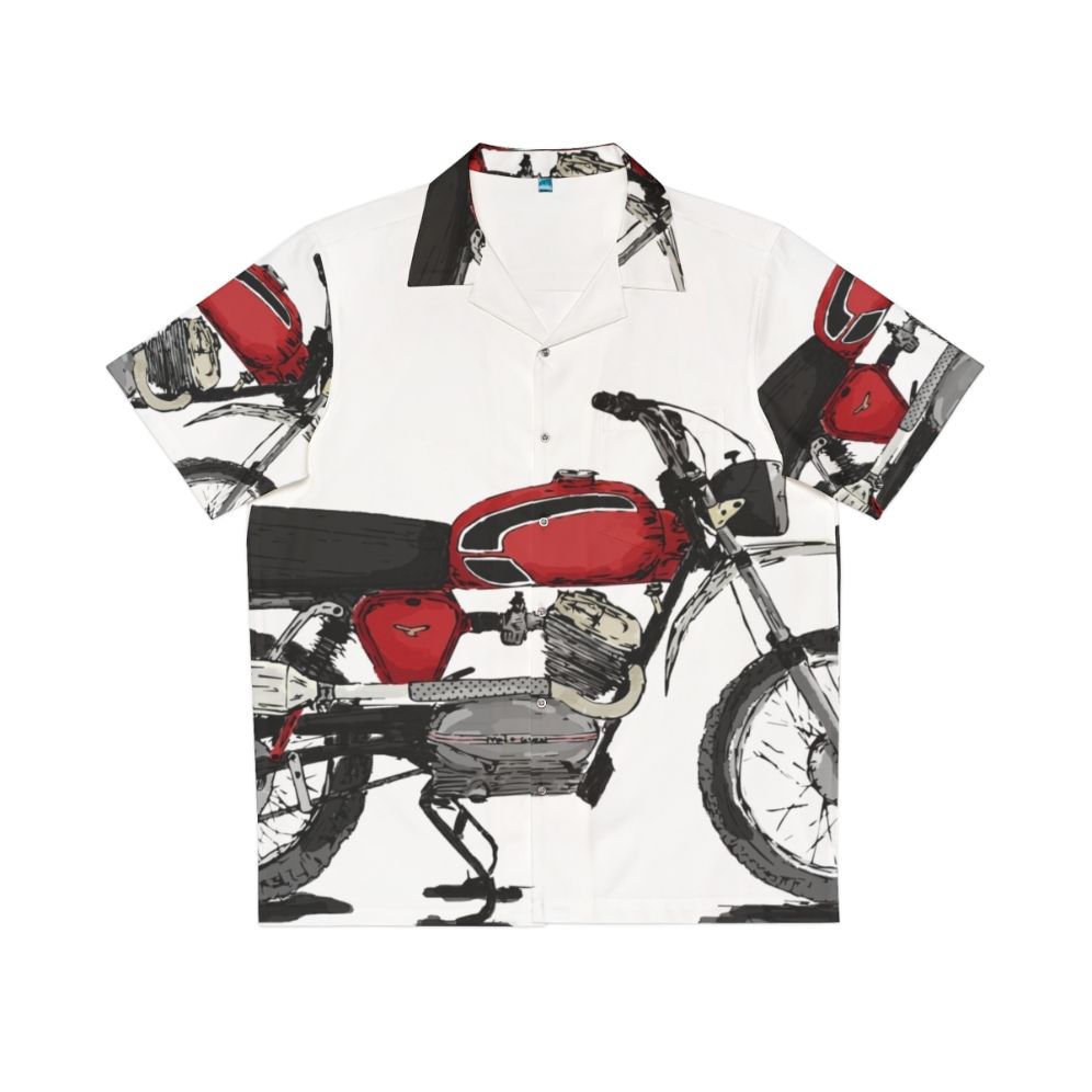 Vintage dirt bike 125 scrambler Hawaiian shirt with classic motorcycle graphics