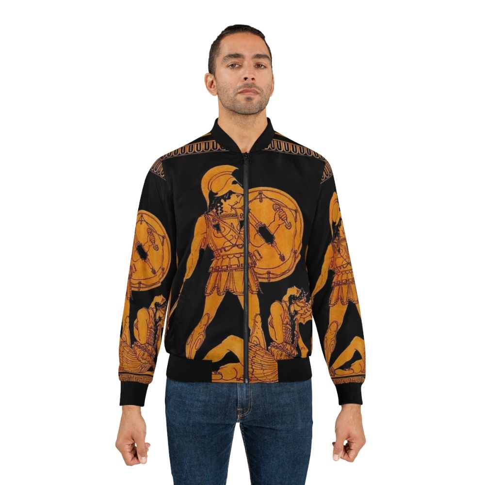 Colorful bomber jacket with ancient Greek gods and goddesses frieze print design - Lifestyle