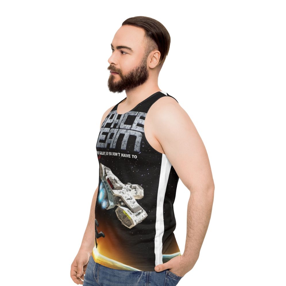 Space Team Unisex Tank Top with Galaxy Design - men side