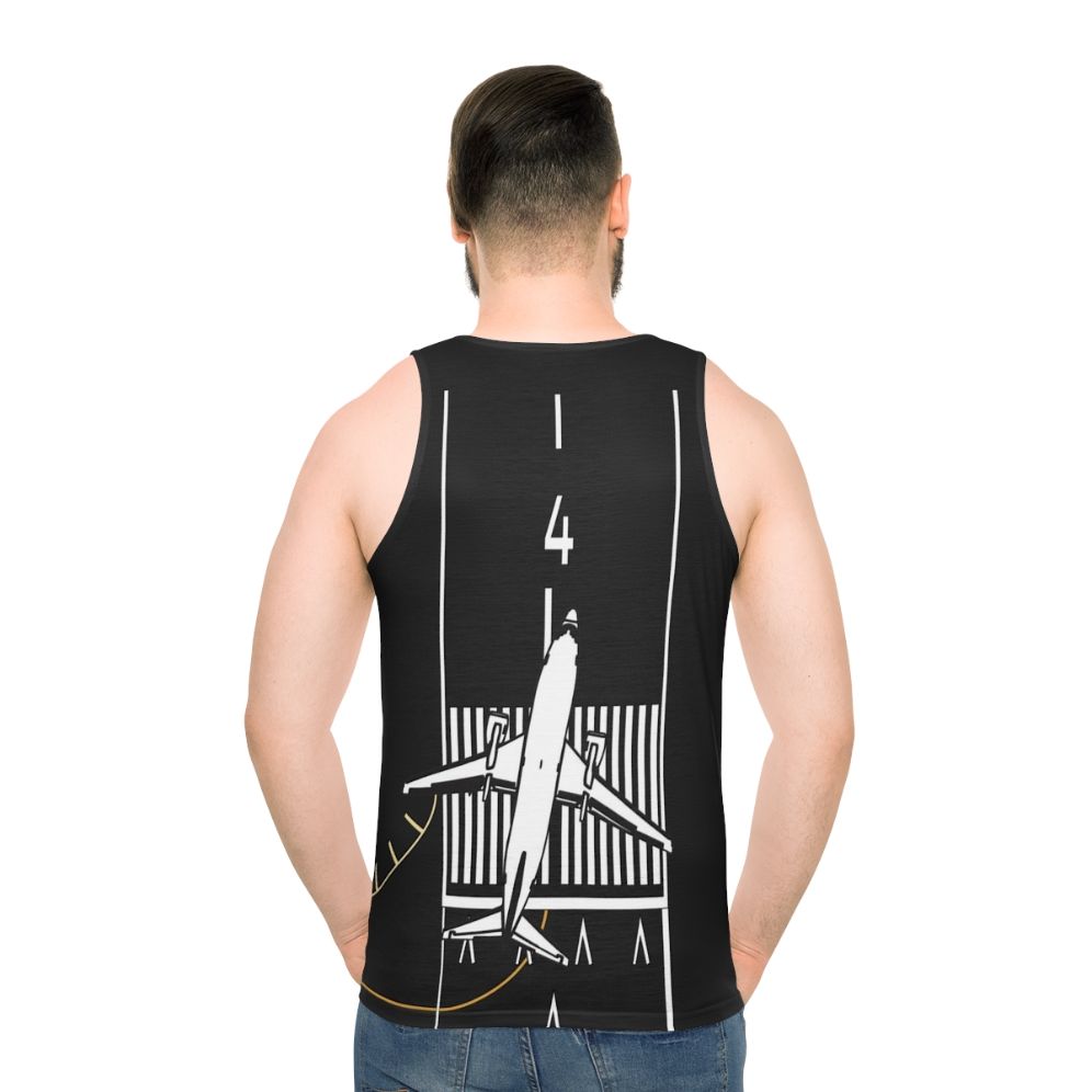 Runway 4 Left Unisex Aviation Tank Top - men back