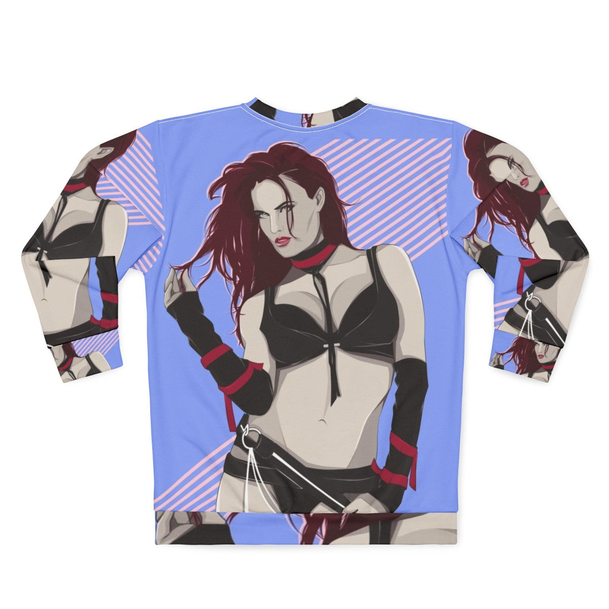 Fiery Diva Sweatshirt - Female Wrestling Pop Art Digital Illustration - Back