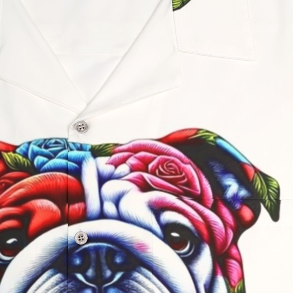 British Bulldog wearing a Hawaiian Shirt - Detail