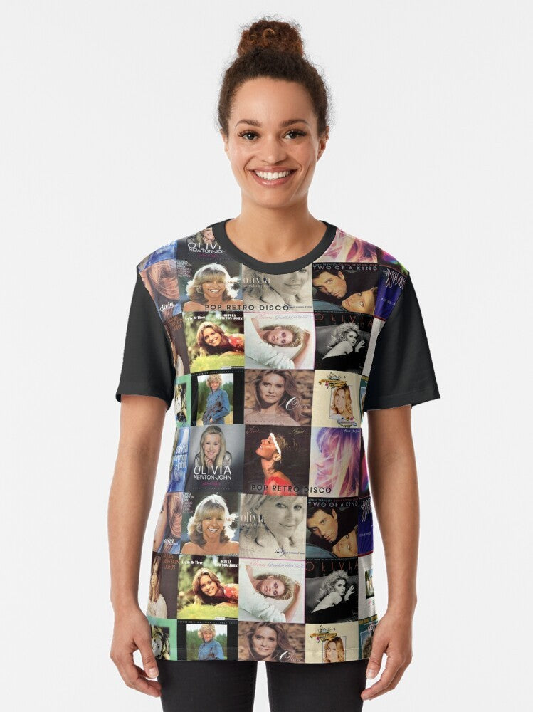 Olivia Newton-John album collage graphic design t-shirt - Women