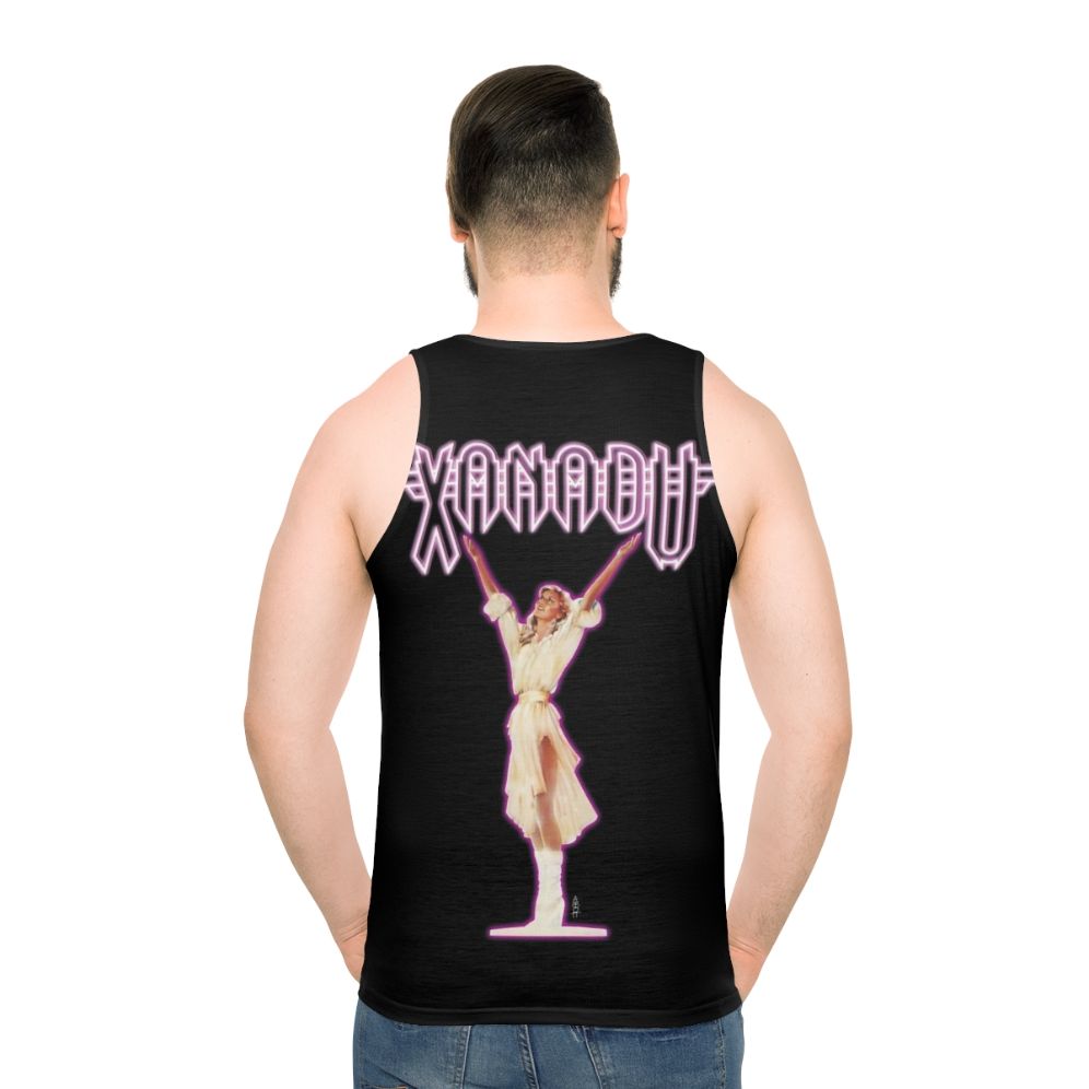 Retro-style Xanadu unisex tank top featuring Olivia Newton John - men back