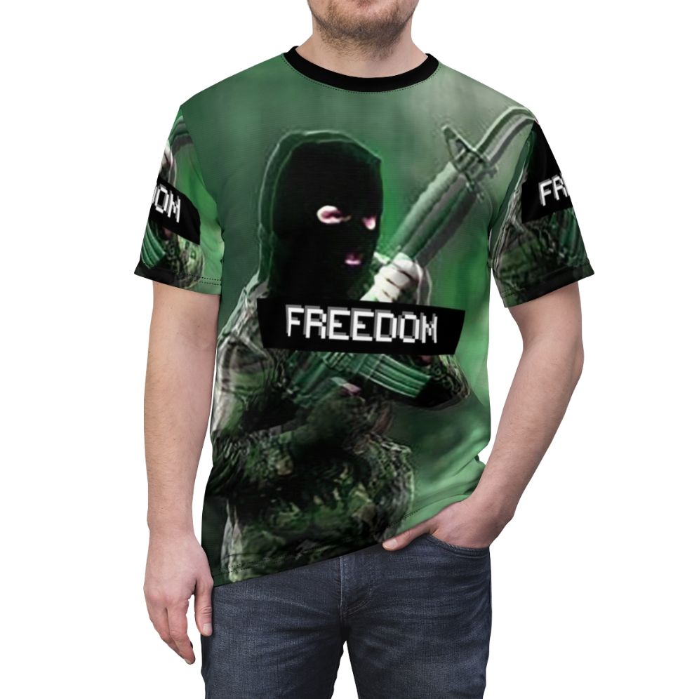 Patriotic t-shirt featuring Irish revolutionary imagery and symbolism - men front