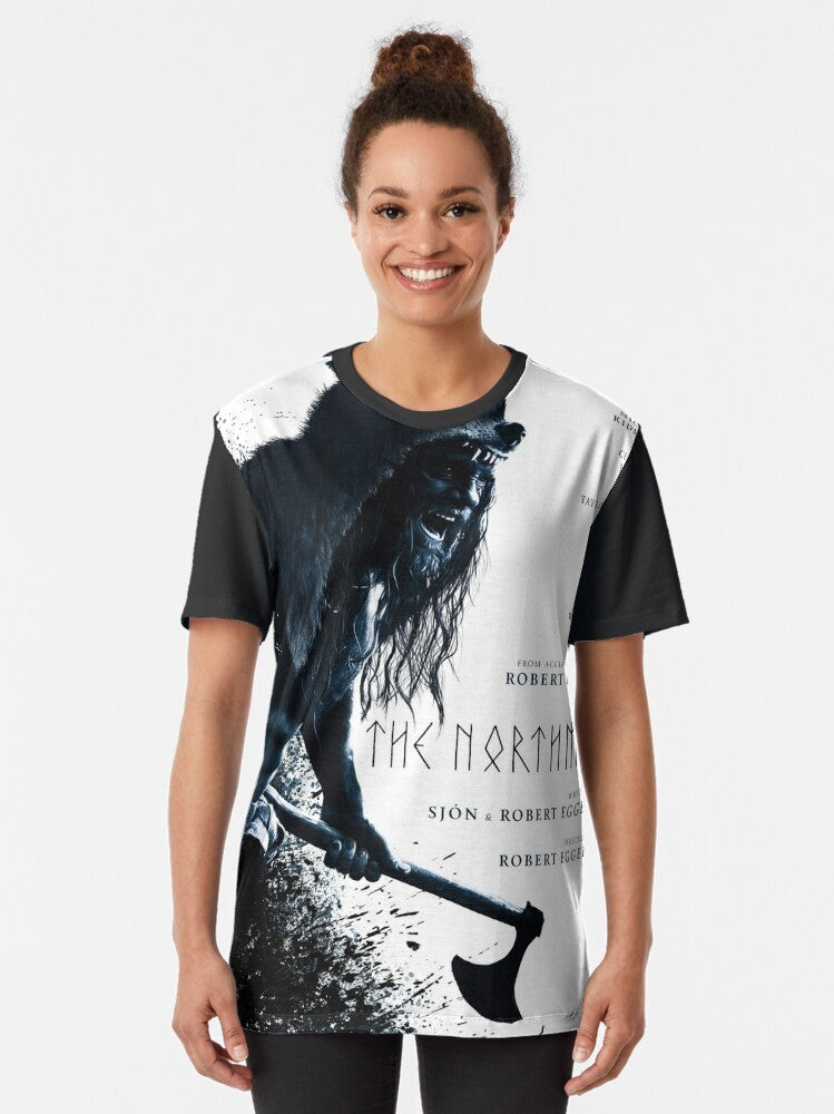 The Northman graphic t-shirt featuring characters and imagery from the epic Viking movie - Women