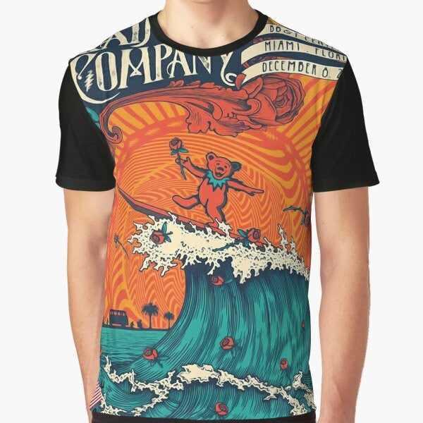 Grateful Dead Bear Surfing Classic Rock Graphic T-Shirt