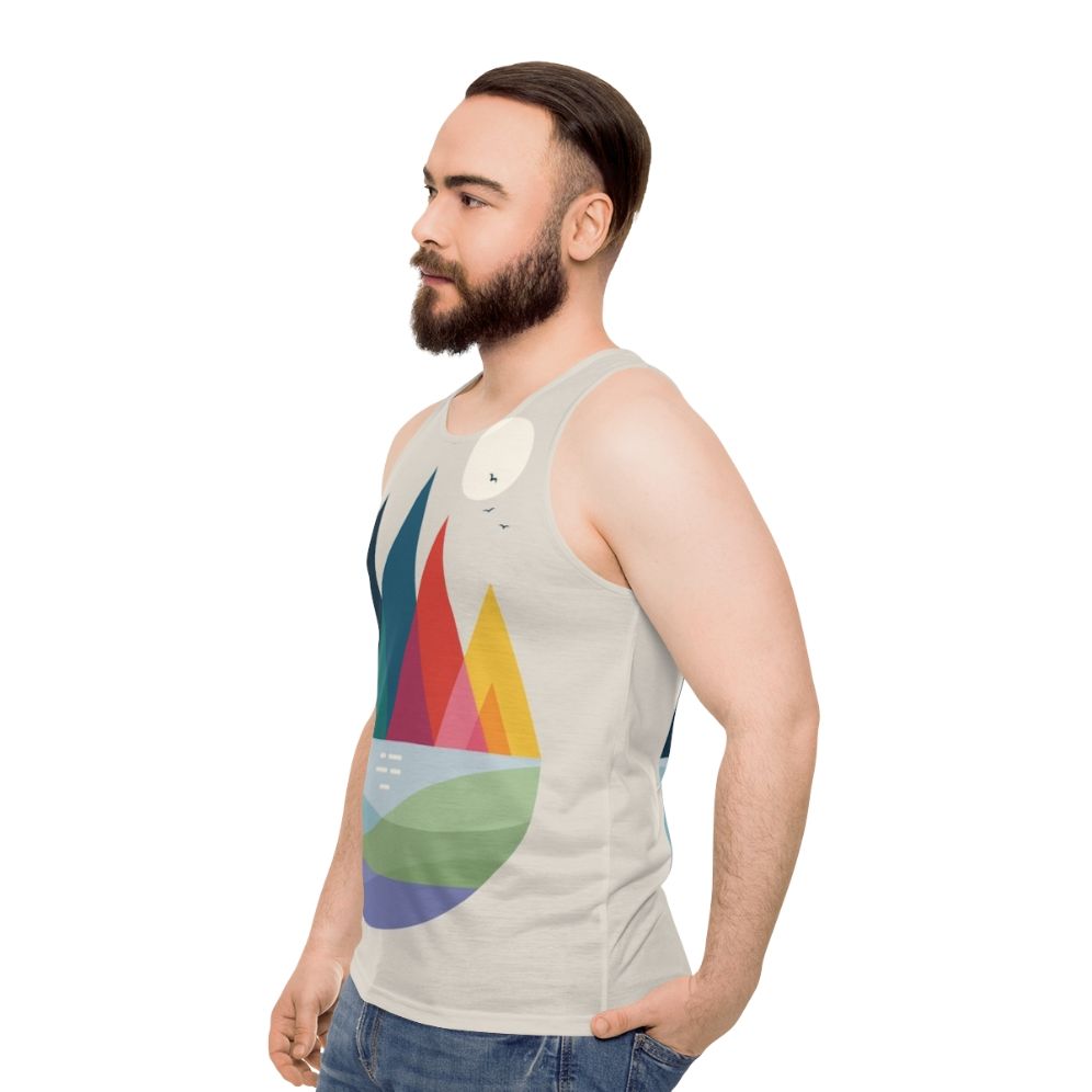 Colorful geometric unisex tank top - men side