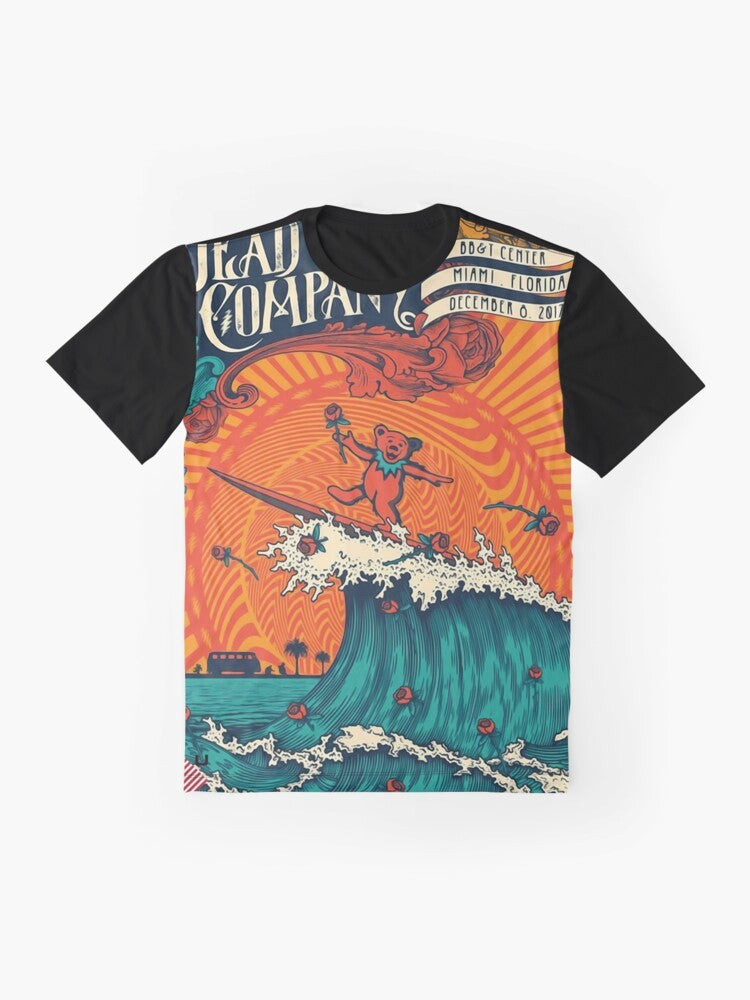 Grateful Dead Bear Surfing Classic Rock Graphic T-Shirt - Flat lay