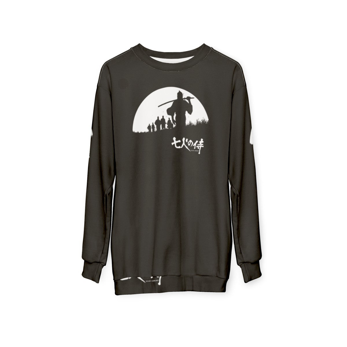 Samurai silhouette against a full moon, Japanese art and anime inspired sweatshirt - hanging