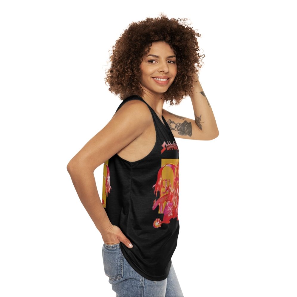 Black bloody unisex heavy metal tank top - women side