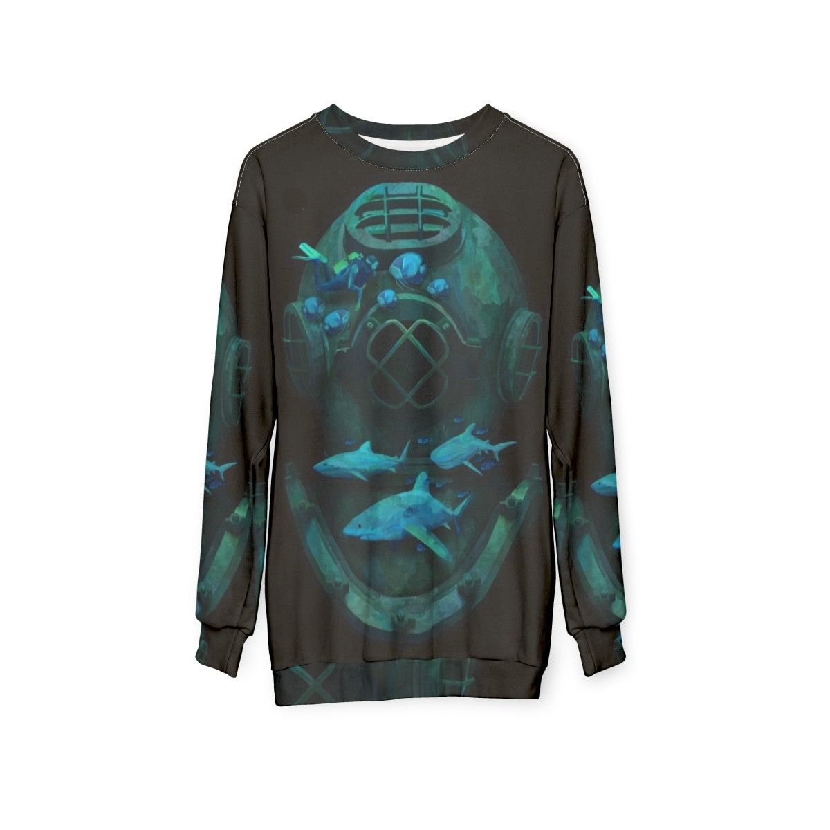 Deep Diving Sweatshirt with Marine Life Design - hanging