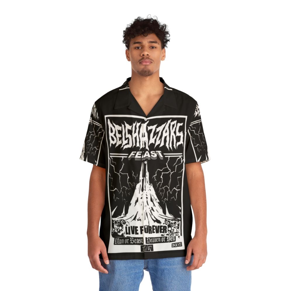 Heavy Metal Hawaiian Shirt with Belshazzar's Feast Artwork - People Front