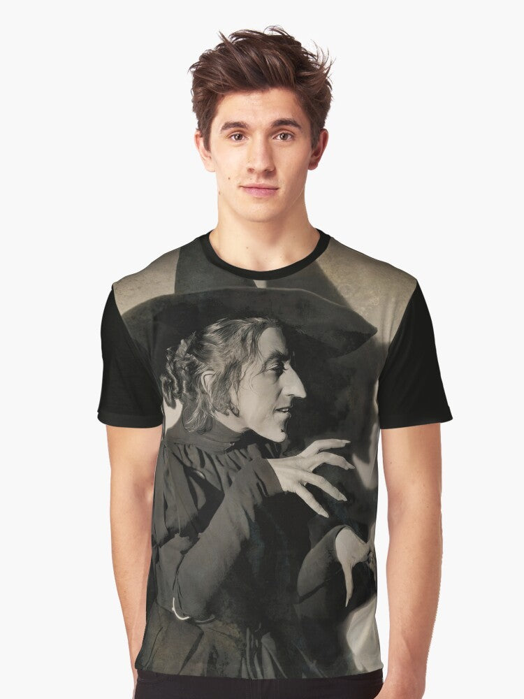 Wizard of Oz Wicked Witch of the West graphic t-shirt featuring Margaret Hamilton's iconic character - Men