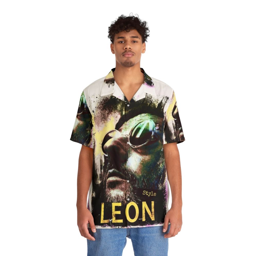 Geeky Hawaiian Shirt with Leon the Professional Movie Themes - People Front