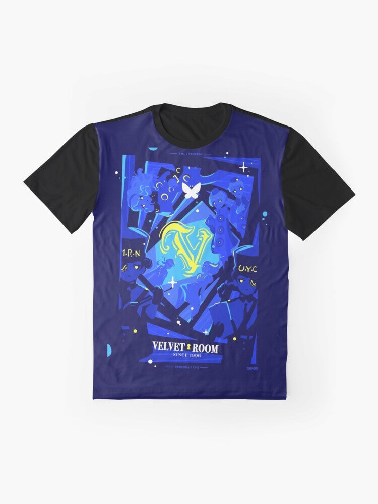 Persona 5 Velvet Room Graphic T-Shirt with Iconic Symbols - Flat lay