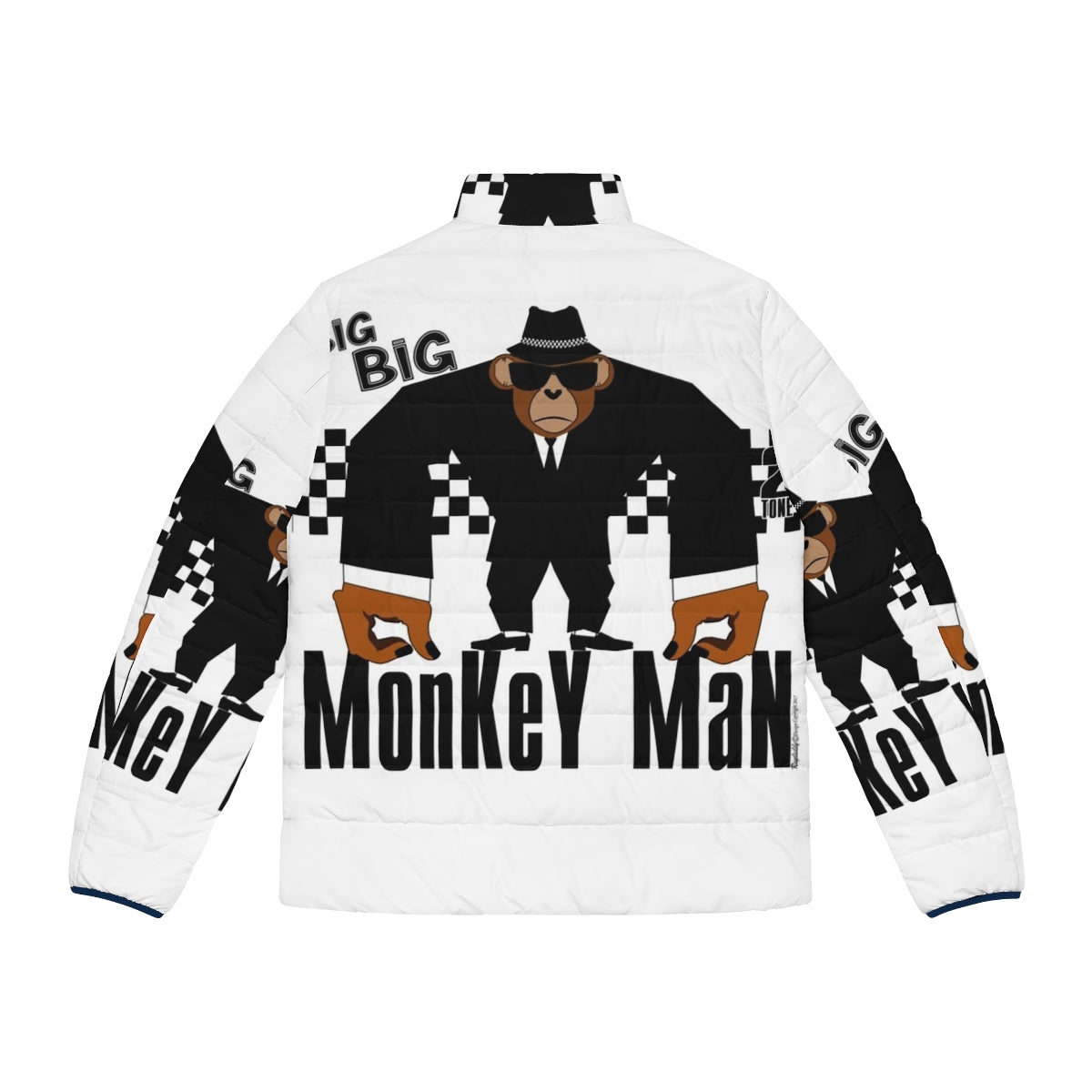 Big Monkey Puffer Jacket with Ska Music Inspired Design - Back