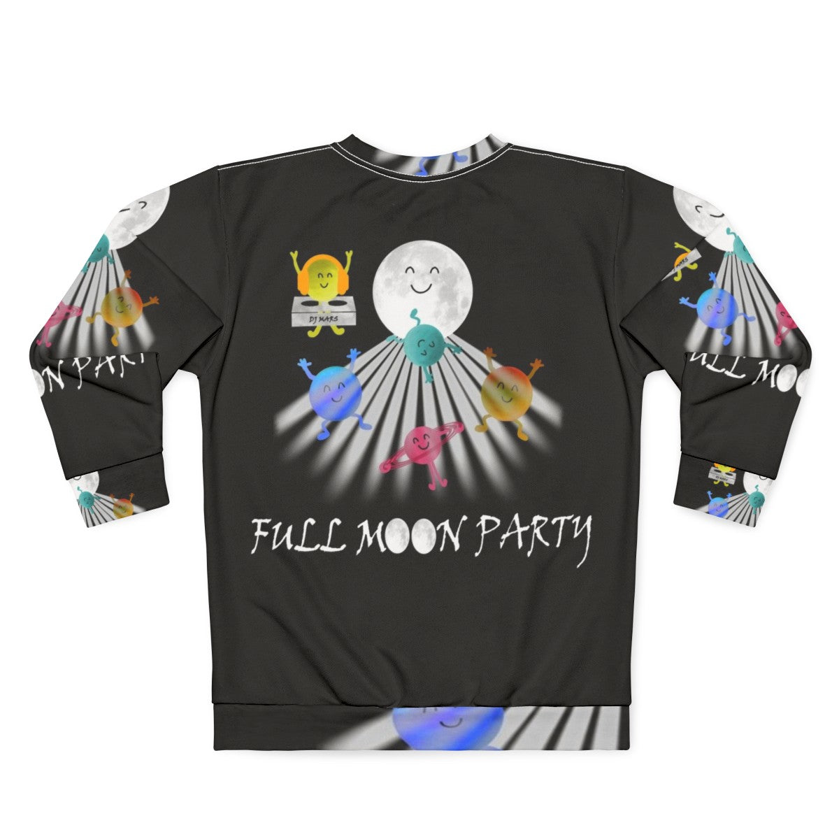 Colorful sweatshirt with full moon party design - Back