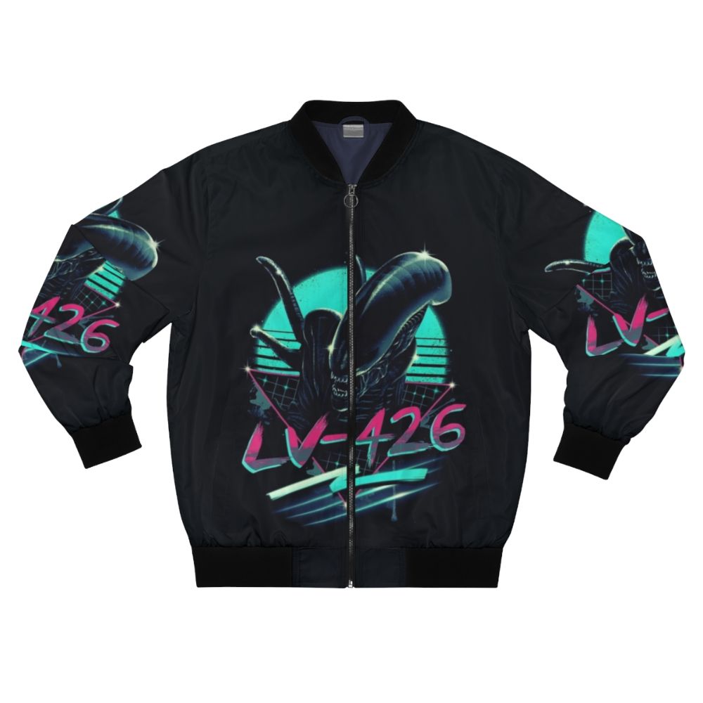 Xenomorph alien bomber jacket with space and monster design