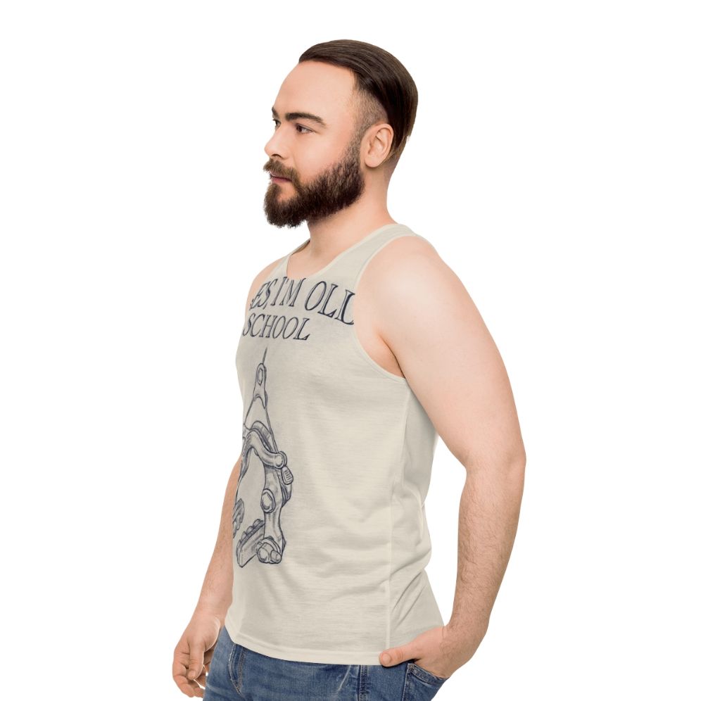 Vintage cycling brake caliper unisex tank top - men side