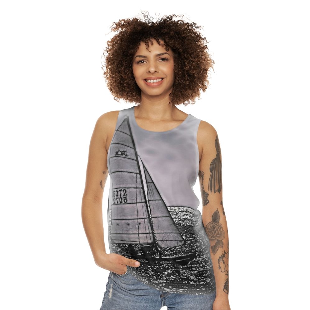 Hobie unisex tank top with ocean and sailing design - women