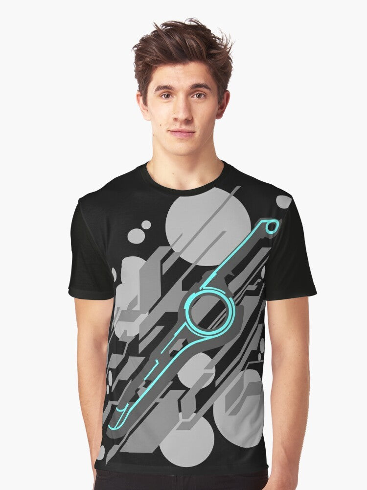 Monado Abstract (Grey) Graphic T-Shirt featuring the iconic Monado symbol from the Xenoblade Chronicles video game series - Men