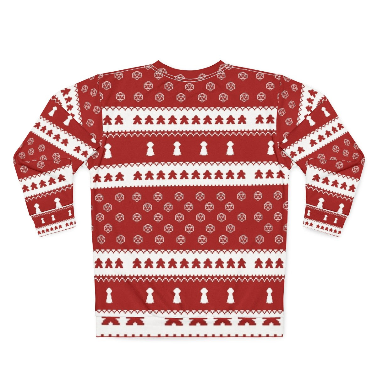 Christmas Board Game Sweater with Dice and Meeples - Back