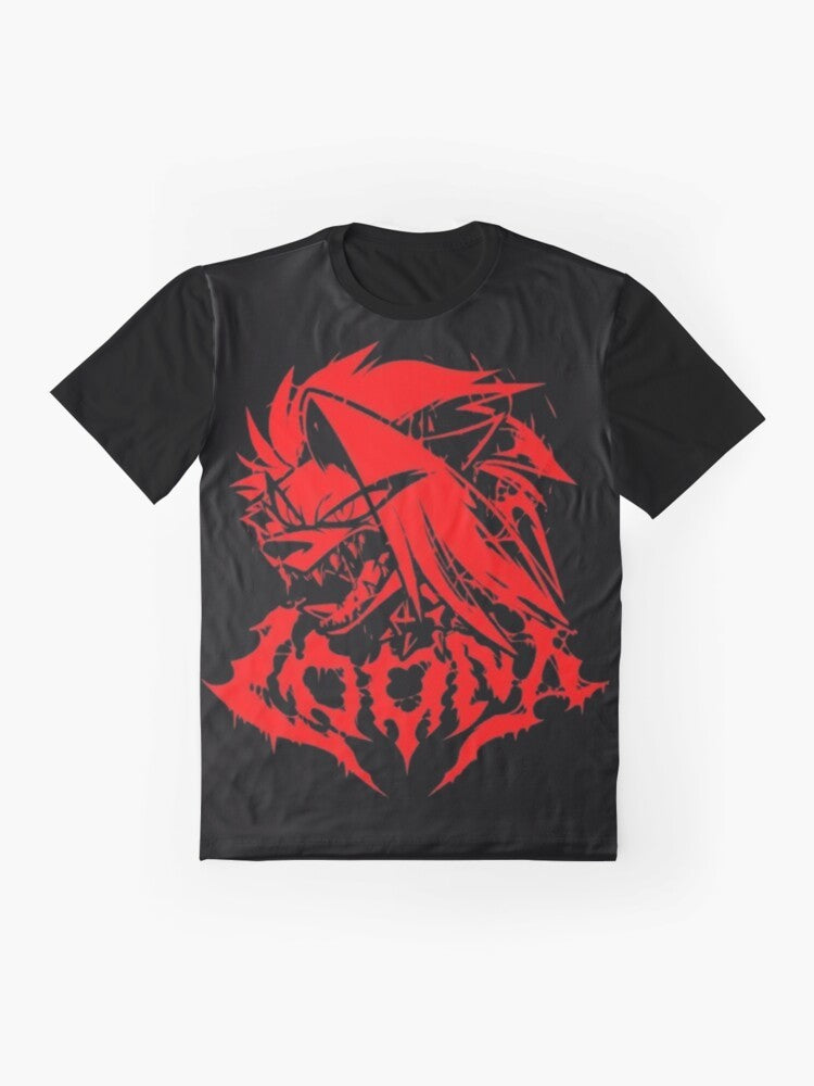 Helluva Boss Loona character design graphic t-shirt - Flat lay